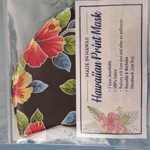 Hawaiian print 3 layer mask 100% cotton